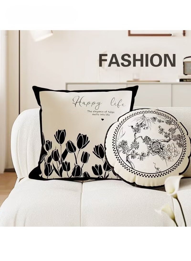 Pillow Covers Set of 4, Throw Pillow Cover, Short Plush Cushion Cover, Decorative Nature Plant Cushion Covers 45cm x 45cm,For Living Room Sofa Couch Bed Pillowcases 18x18 inches（Double sided pattern） - Image 3