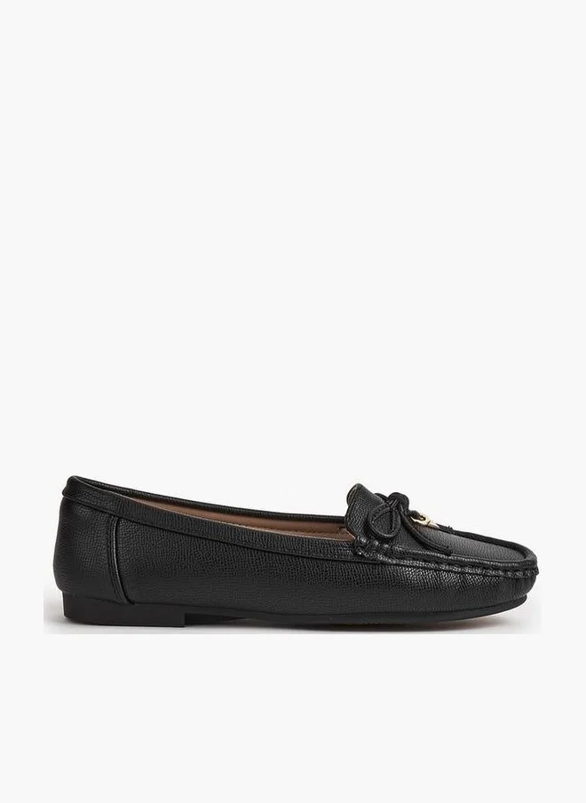 Le Confort Textured Slip-On Loafers With Bow Detail