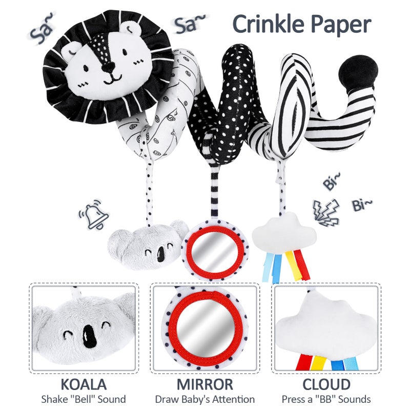 Joyreal High Contrast Baby Toys for Newborn, Black and White Baby Sensory Toys with Car Seat Toys,Infant Toys with Black White Cards Book, Montessori Toys for Baby Gifts - Image 2