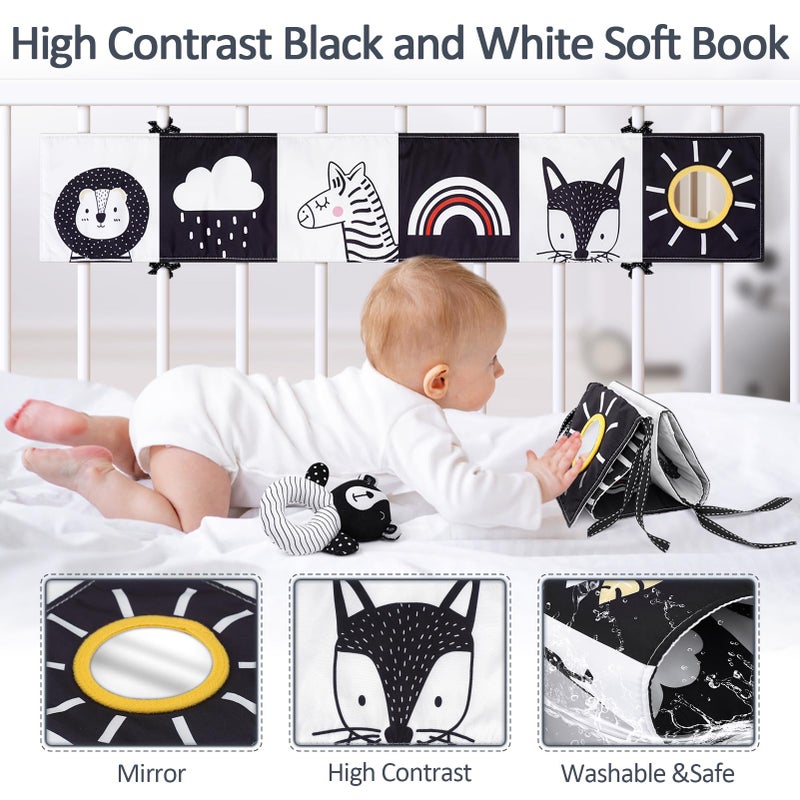 Joyreal High Contrast Baby Toys for Newborn, Black and White Baby Sensory Toys with Car Seat Toys,Infant Toys with Black White Cards Book, Montessori Toys for Baby Gifts - Image 4