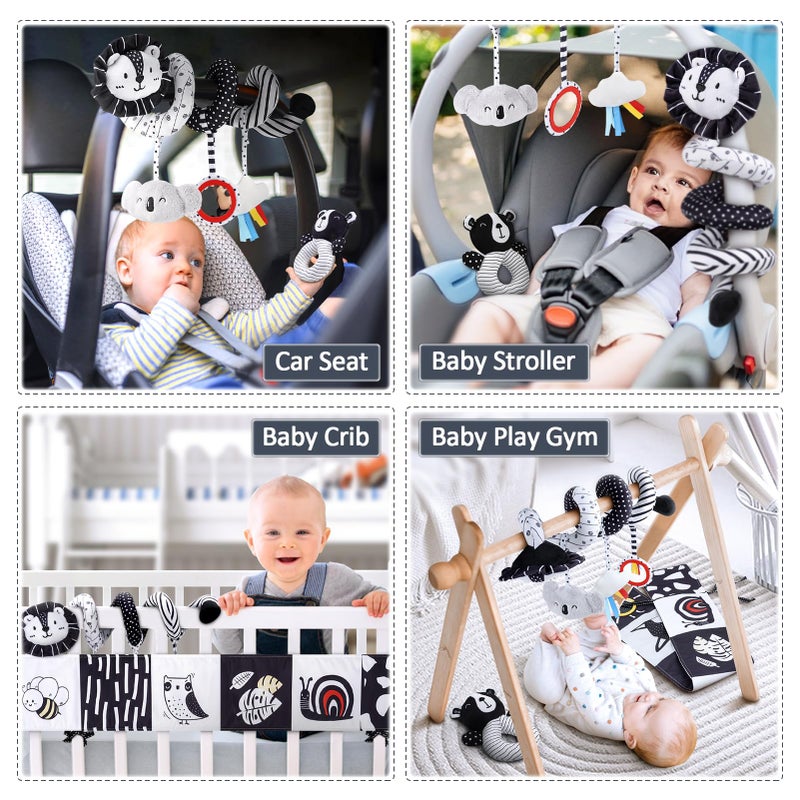 Joyreal High Contrast Baby Toys for Newborn, Black and White Baby Sensory Toys with Car Seat Toys,Infant Toys with Black White Cards Book, Montessori Toys for Baby Gifts - Image 3