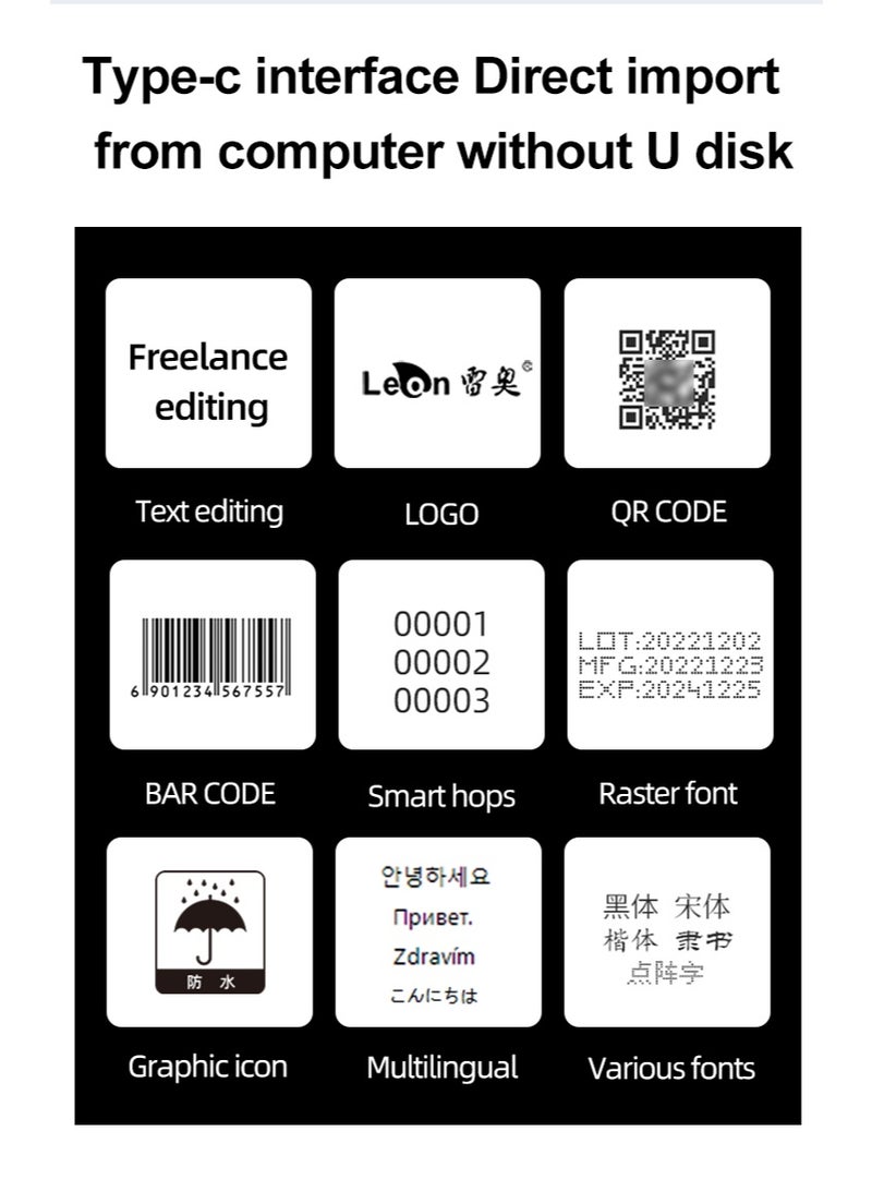 Mini Handheld Inkjet Printer, Portable Production Date, QR Code & Logo Printing Machine, Compact and Smart Coding Machine for Barcodes, Text, Numbers & Symbols  - Image 4