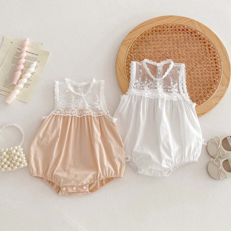 Girl'S 2025 Sleeveless Lace Lace Wrap Fart Clothes Baby'S Full Moon Vest For Going Out - Image 2