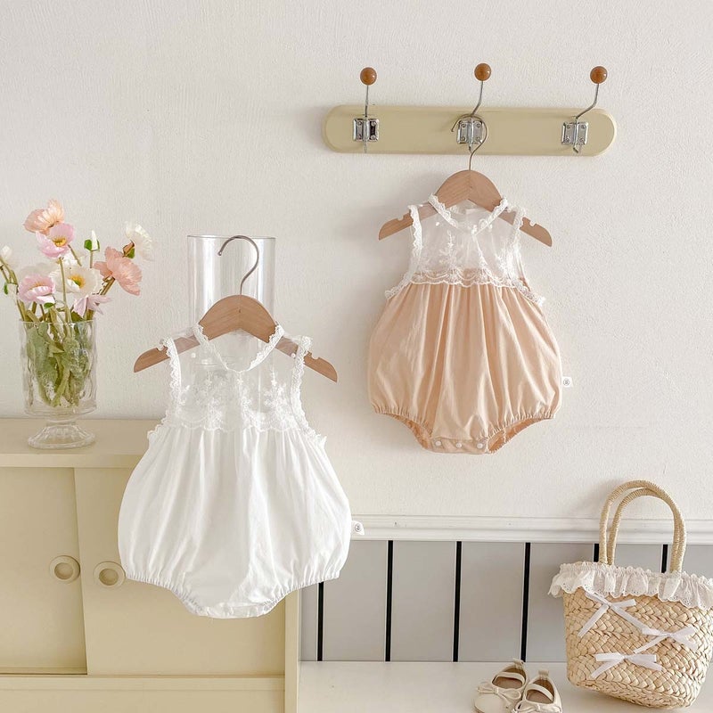 Girl'S 2025 Sleeveless Lace Lace Wrap Fart Clothes Baby'S Full Moon Vest For Going Out - Image 3