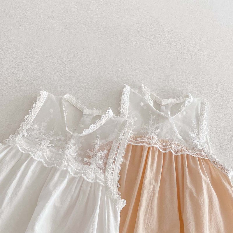 Girl'S 2025 Sleeveless Lace Lace Wrap Fart Clothes Baby'S Full Moon Vest For Going Out - Image 4