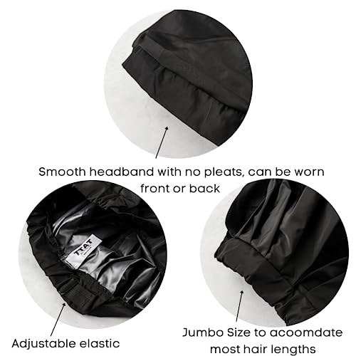 TTAT Try This an That TTAT Shower Cap Jumbo Size for Men & Women With Afro, Long Dreadlocks, Locs, Box Braids, Coily, Voluminous & Long Hair, Waterproof, Washable, Reusable & Adjustable (Black) - Image 5
