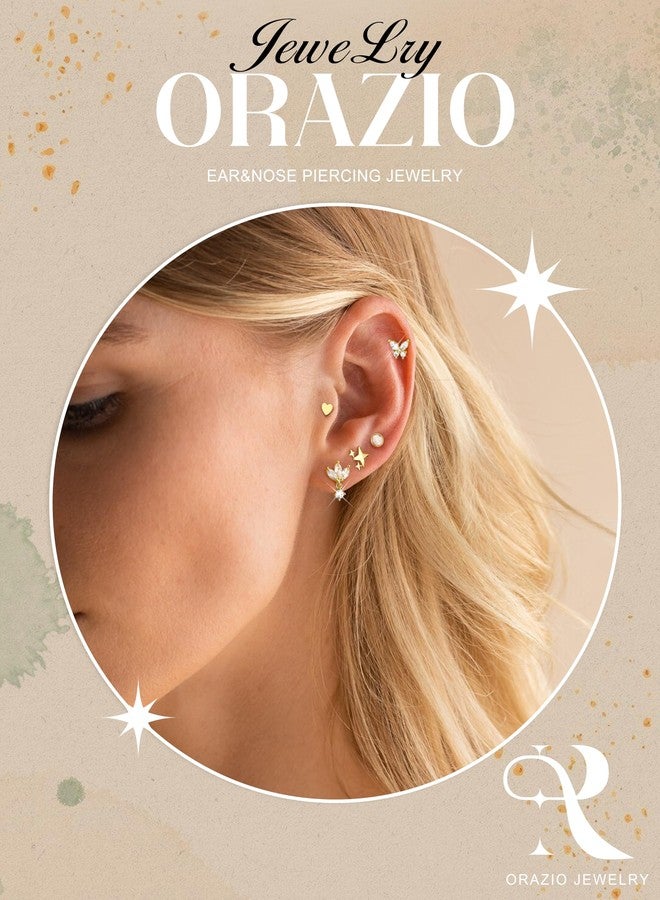 ORAZIO 16G/18G/20G Threadless Flatback Stud Earrings Surgical Steel Cartilage Earring Stacks Flat Back Nose Studs Hypoallergenic Tragus Helix Conch Labret Medusa Piercing Jewelry for Women Men, 16G= - Image 4