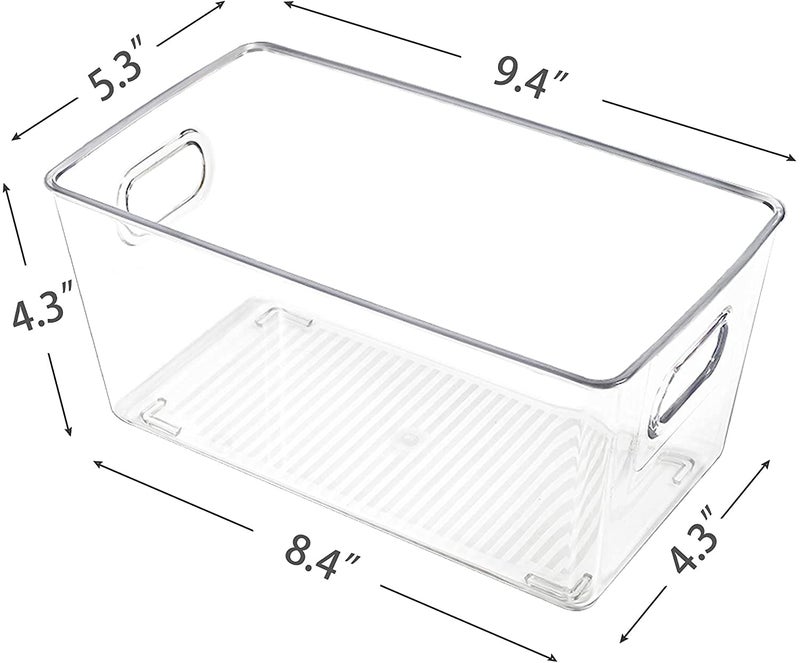 RABBONIX Clear Acrylic Pantry Organizer Bin With Handle For Food Storage, Refrigerator, Fridge, Cabinet, Kitchen, Countertops Etc | Small | Pack of 02 - Image 2