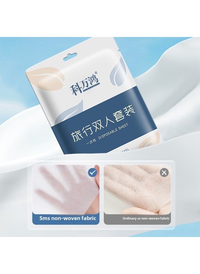 Generic Disposable Bed Sheet Four-piece Set Hotel Bed Sheet Quilt Cover Travel Disposable Supplies Travel Quilt Cover Pillowcase Three-piece Set-Color:Single Three-piece Set  - Image 2