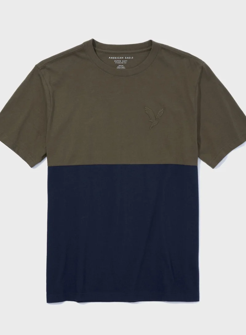 American Eagle Color Block Crew Neck T-Shirt