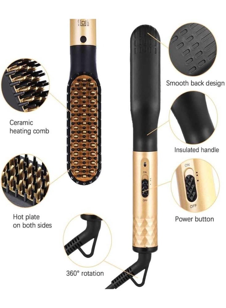 showkah® 2-in-1 Ionic Hair & Beard Straightener Comb – High Power Hot Air Brush with Fast Heating, Anti-Scald Technology, Dual Voltage, for Men & Women - Image 4