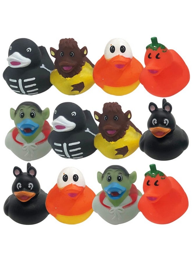 ArtCreativity Assorted Halloween Ducks for Jeeps (Pack of 12) - Variety of Mini Rubber Halloween Characters, Trick or Treat Supplies, Goodie Bag Fillers, Party Favors, Halloween Themed Bathtub Toys - Image 1