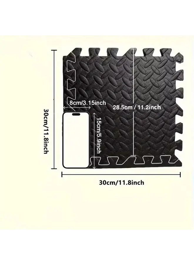 10pcs Black Interlocking Floor Mats Heavy Duty Thickened Foam Cushioning for Home Gym Yoga Play Area Non Slip Puzzle Tiles - Image 4