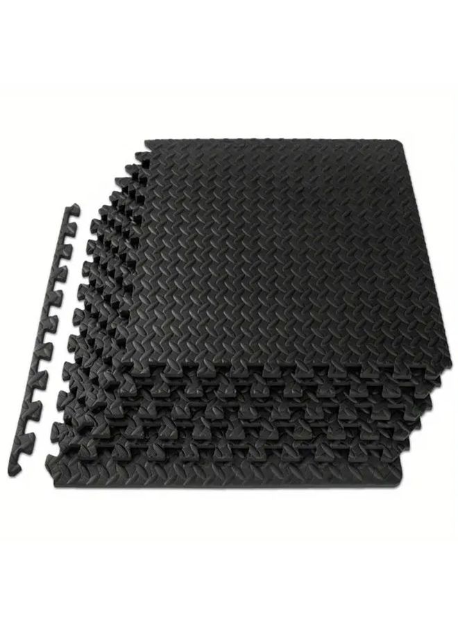 10pcs Black Interlocking Floor Mats Heavy Duty Thickened Foam Cushioning for Home Gym Yoga Play Area Non Slip Puzzle Tiles - Image 1