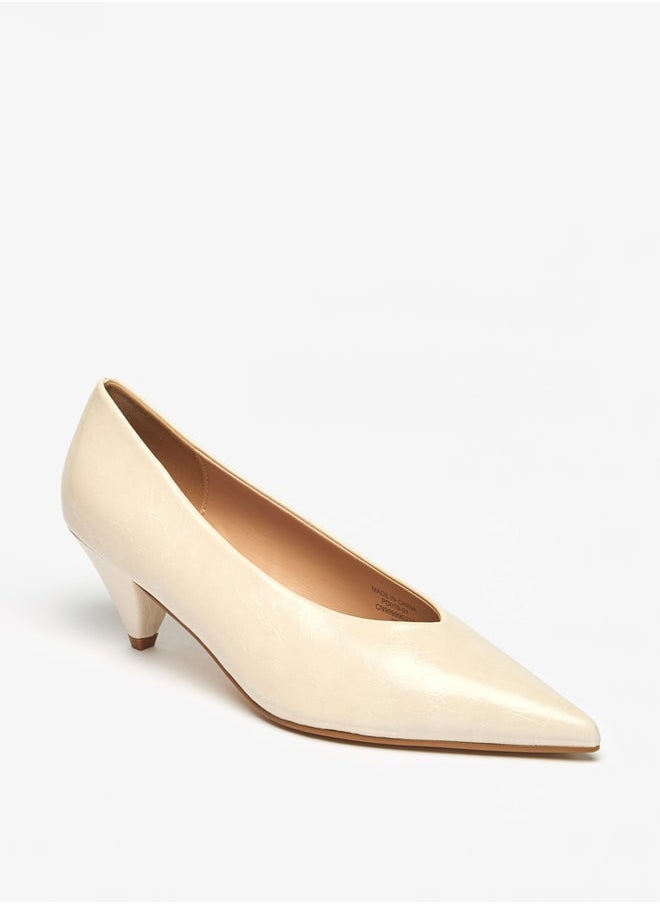 Celeste Women's Solid Slip-On Pumps with Cone Heels  - Image 1