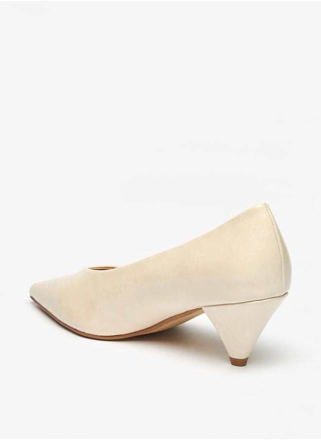 Celeste Women's Solid Slip-On Pumps with Cone Heels  - Image 2