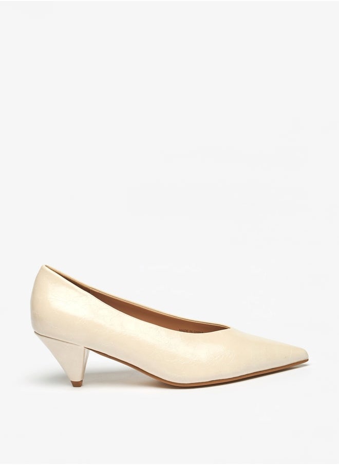 Celeste Women's Solid Slip-On Pumps with Cone Heels  - Image 3