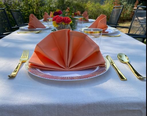KOFFOTA Peach Cloth Napkins Set of 6100 Cotton Dinner Napkins Warm Spring Carnation Color Gift for Mon BirthdaySoft Comfortable and Reusable 18x18 Salmon - Image 4