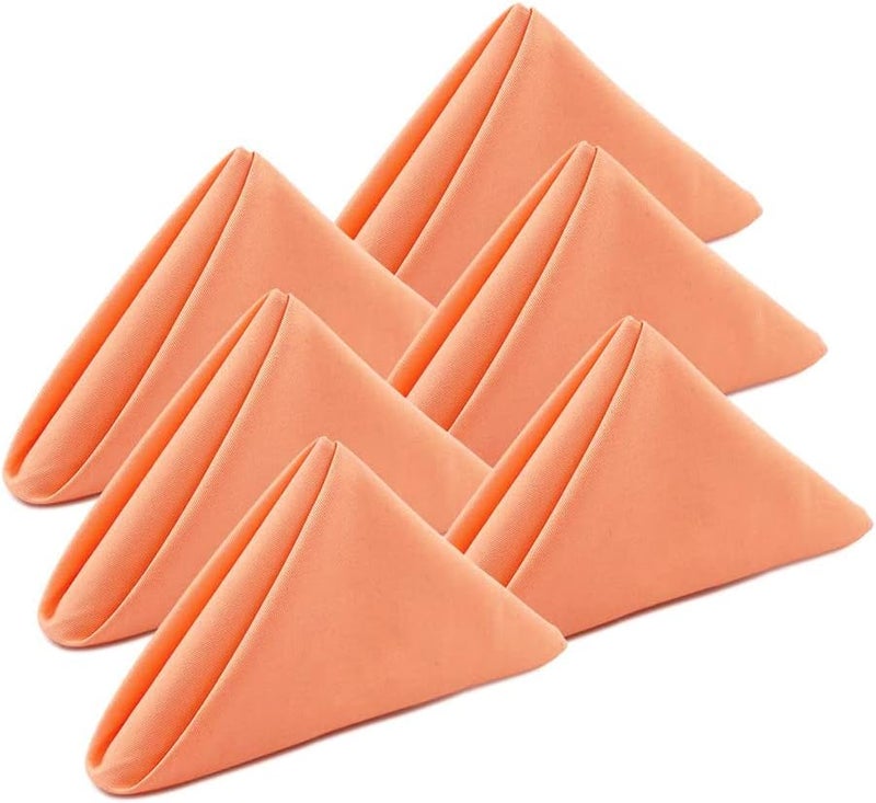 KOFFOTA Peach Cloth Napkins Set of 6100 Cotton Dinner Napkins Warm Spring Carnation Color Gift for Mon BirthdaySoft Comfortable and Reusable 18x18 Salmon - Image 1