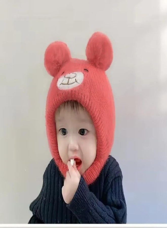 Richmen Baby Boys Girls Winter Knit Cap Hat Soft Fleece Woolen Hat | Monkey Cap with Cute Ear Details Unisex Kids Winter Hat (1 to 8 Years) (Red) - Image 5