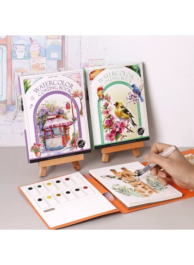 YUELU Portable Watercolor Painting Book with Brush | Travel Pocket Art & Drawing Set - Image 2