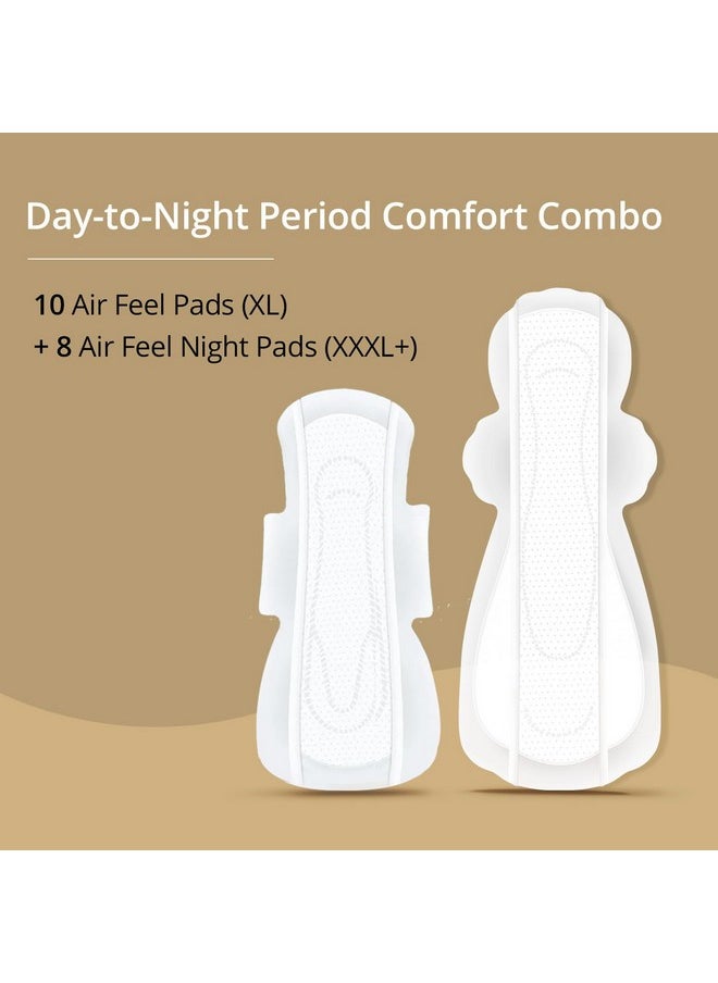 CARMESI Day-To-Night Protection Combo | 10 Xl Air Feel Pads And 8 Xxxl+ Air Feel Night Pads | Airy, Dry, Sweat-Free & Rash-Free | Extra-Long | Wide Back | Soft & Ultra-Thin | Super-Absorbent Core  - Image 2