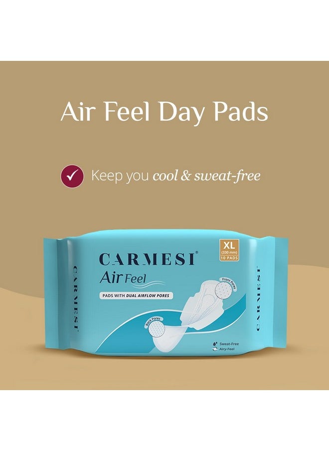 CARMESI Day-To-Night Protection Combo | 10 Xl Air Feel Pads And 8 Xxxl+ Air Feel Night Pads | Airy, Dry, Sweat-Free & Rash-Free | Extra-Long | Wide Back | Soft & Ultra-Thin | Super-Absorbent Core  - Image 4