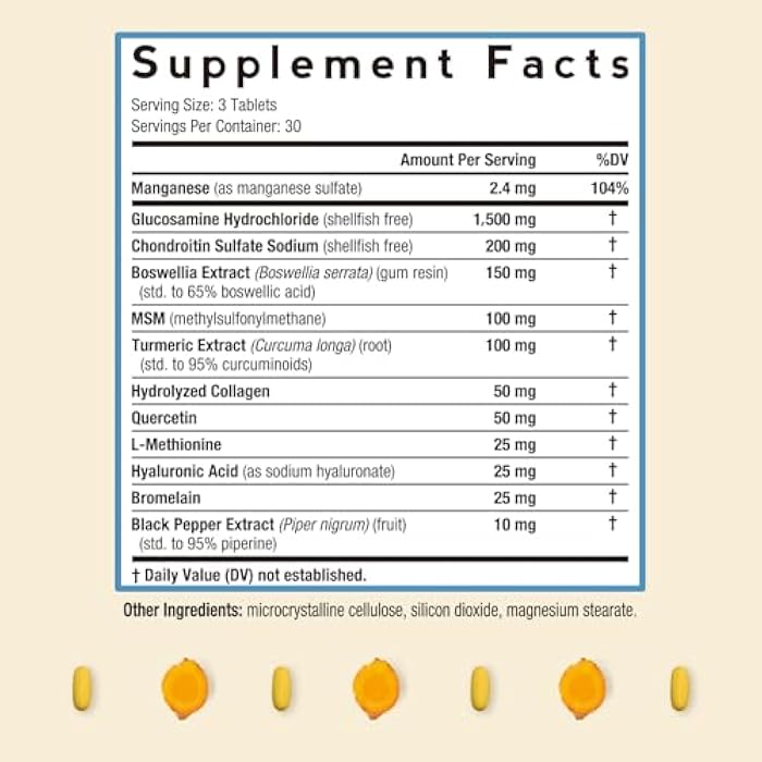 Doctor's Recipes Glucosamine Chondroitin MSM Turmeric Quercetin, with Black Pepper for High Absorption, No Shellfish, 90 Tablets - Image 2