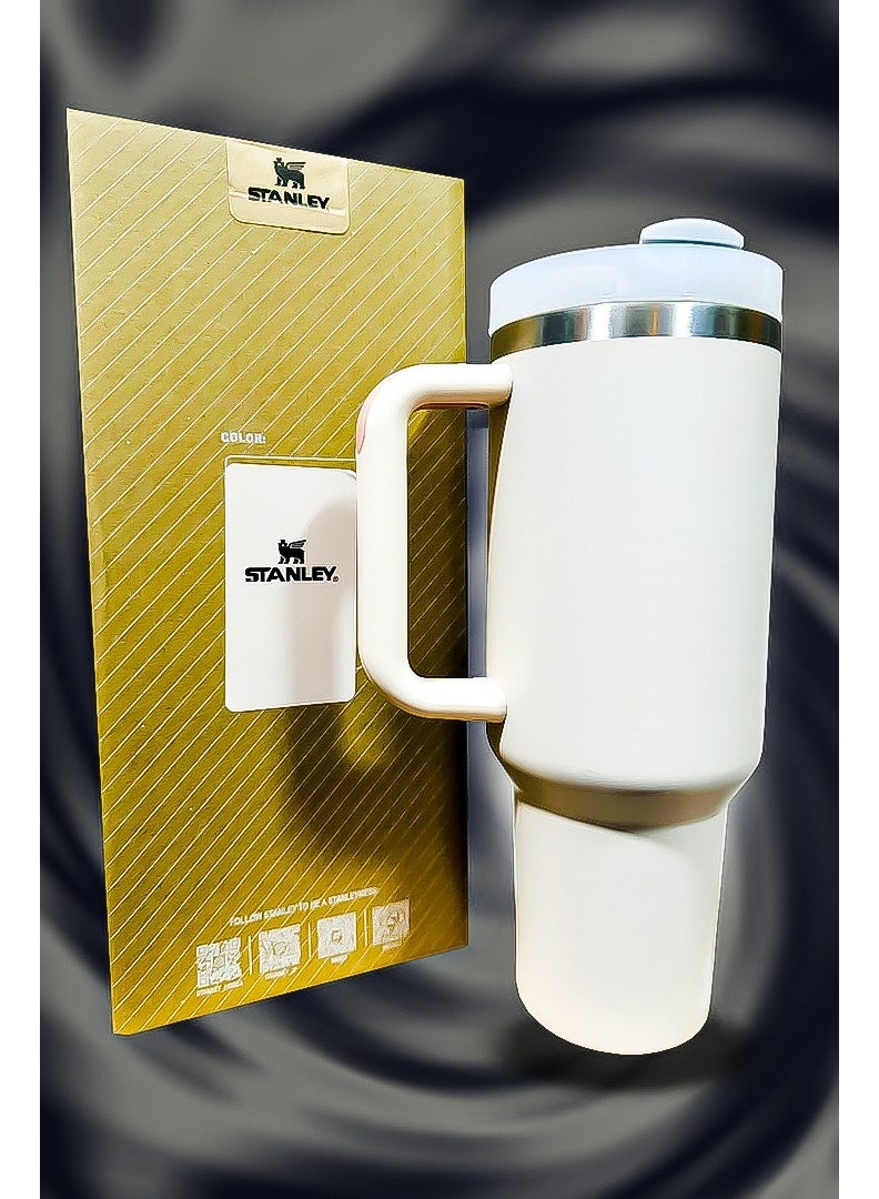 Stanley Stanley 40oz Tumbler Stainless Steel Travel Mug with Straw BPA Free Eco Friendly and Dishwasher Safe Built with Leakproof FlowState Lid and Double Wall Insulation Keeps Beverages Hot for 16 Hours and Cold for 24 Hours Slim Base Designed to Fit Most Car Cup Holders with Rugged Ergonomic Handle for Travel Work and Everyday Use  - Image 4
