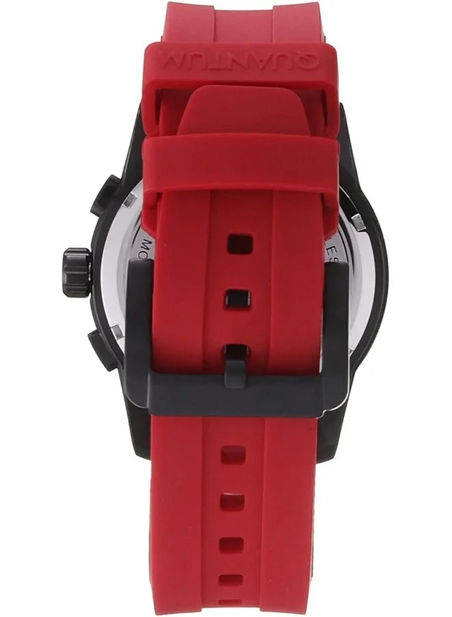 Quantum Men'S Quartz Movement Watch, Multi Function Display And Silicone Strap - Adg991.668, Red