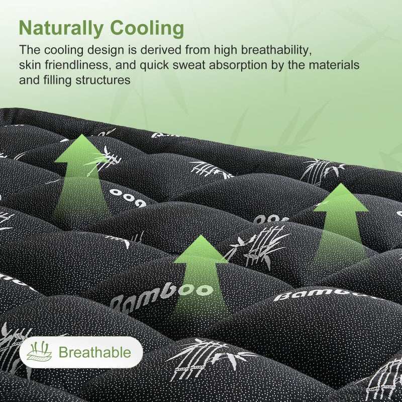 SurChic Full Size Mattress Topper Viscose Derived from Bamboo, Soft Thick Pillow Top Mattress Pad Cover for Back Pain, Cooling Mattress Protector with 8-21 Inch Deep Pocket, Dark Grey - Image 3