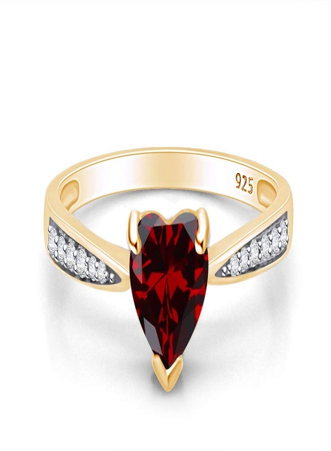 AFFY Solitaire Heart Promise Ring for Women Center 7MM Simulated Birthstone with White CZ, Stackable Gemstone Ring in 14K Gold Plated 925 Sterling Silver, Jewelry Gift for Her, Ring Size-7, Sterling Silver - Image 1