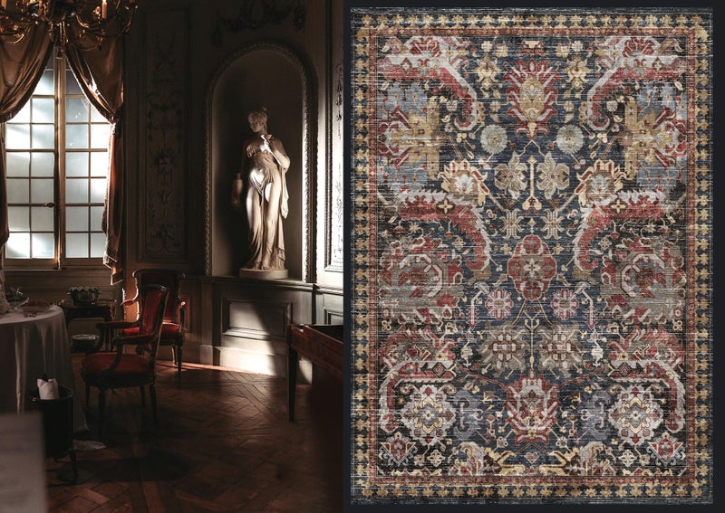 RUGSURE Washable Area Rugs - Perfect for Living Room, Bedroom, Kids Room, Nursery - Stain & Water Resistant Non-Slip, Pet & Child Friendly, Vintage Tribal Area Rugs (Rust, 3' x 5 ') - Image 2