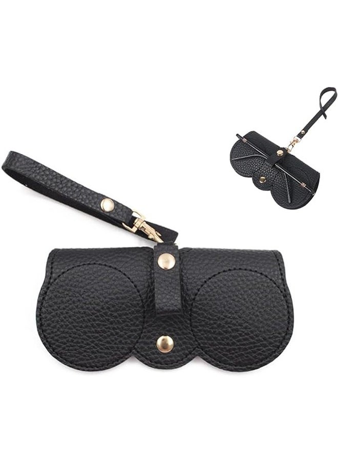 JCB CHIC Soft Leather Sunglasses Bag Eyeglass Case,Portable Slim Travel Sunglasses Pouch,Anti-Stress Sun Glasses Storage Bag with Lanyard,Glasses Protective Case,Spectacle Case  - Image 1