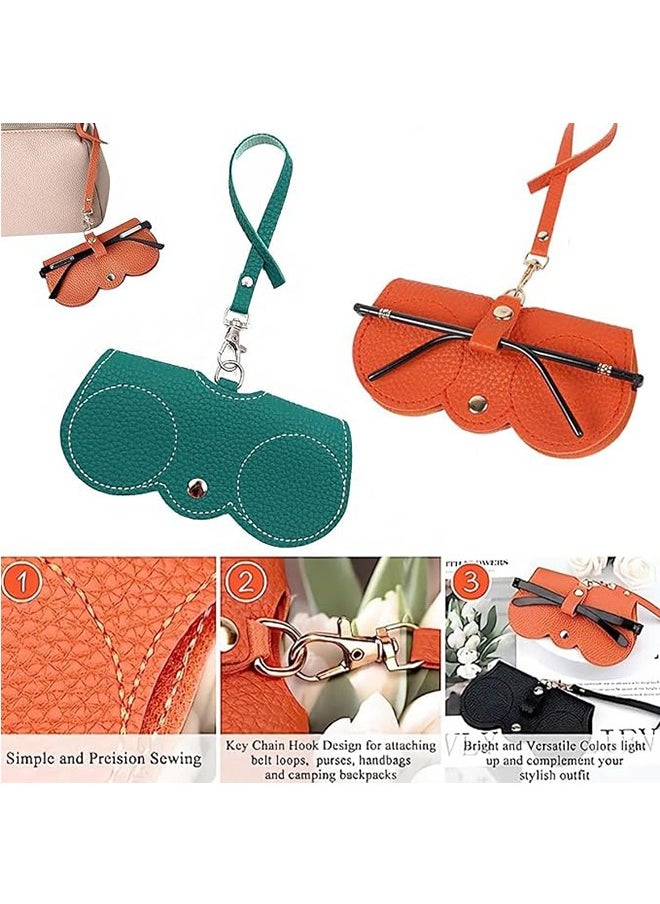 JCB CHIC Soft Leather Sunglasses Bag Eyeglass Case,Portable Slim Travel Sunglasses Pouch,Anti-Stress Sun Glasses Storage Bag with Lanyard,Glasses Protective Case,Spectacle Case  - Image 4