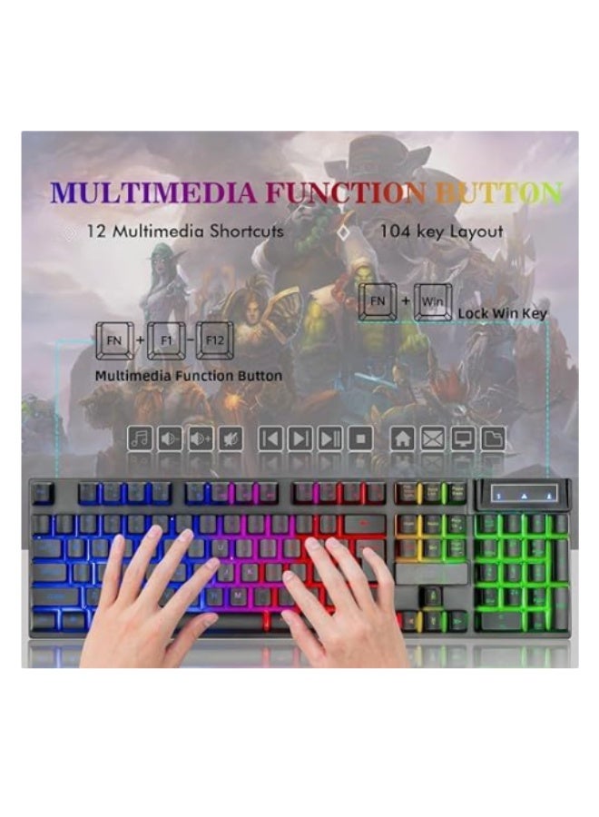 Gaming Keyboard & Mouse Combo – Wired LED Backlit Mechanical-Feel Keyboard with Precision Mouse for PC, Laptop & Daily Use - Image 2