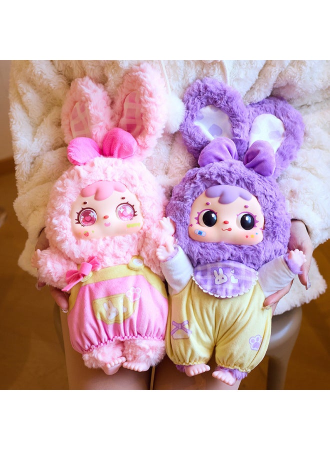 Three Small Wool 400 Body Second Generation Bear Rabbit Happy Picnic Plush Blind Box Cute Tide Play Plush-Color:Lila Diandian Cat 600% Random One