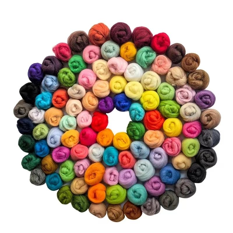 PurPlaisir 101 Color roving Yarn Fiber Wool Weaving is Used for DIY Crafts, Needle Felt Weaving is Used for Needle Felt Wool poking Fun - Image 1