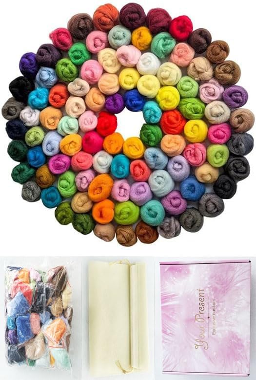 PurPlaisir 101 Color roving Yarn Fiber Wool Weaving is Used for DIY Crafts, Needle Felt Weaving is Used for Needle Felt Wool poking Fun - Image 4