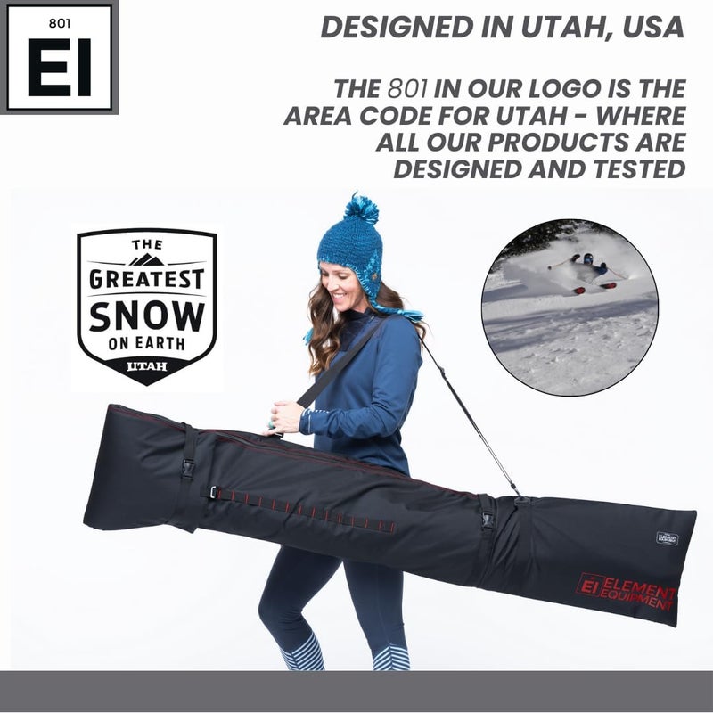 Element Equipment Padded Ski Bag Adjustable One Size Fits All Travel Ski Bag - Image 4