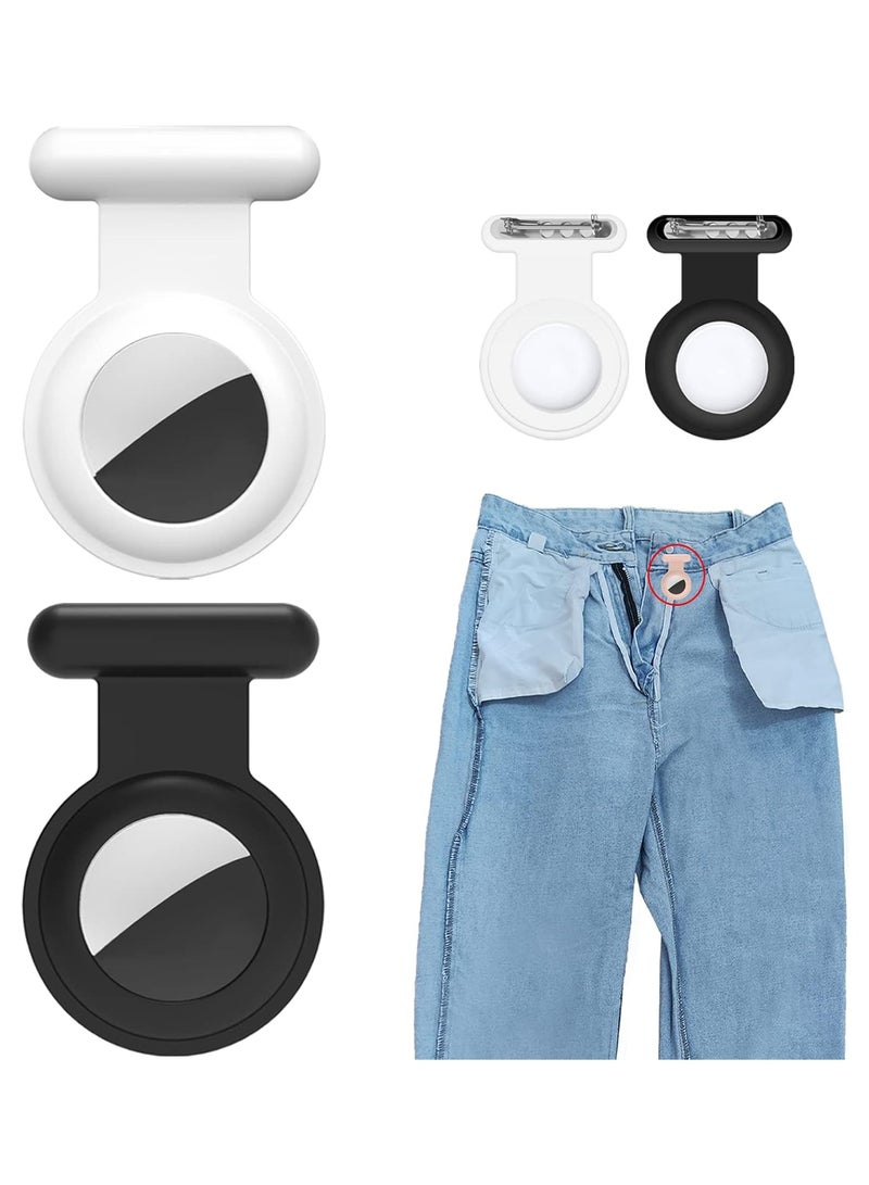 2 Pack AirTag Case, Anti-Lost AirTag Holder, Hidden Design Compatible with Apple AirTag Tracker, Ideal for Kids, Elderly, Clothing, Luggage, Backpacks & Shoes (Black & White) - Image 1