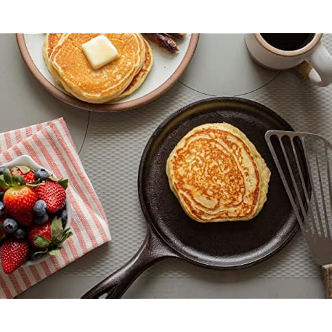 Lodge L9Og3 Griddle PreSeasoned Round Pan Perfect For Pancakes Pizzas And Quesadillas Black W 270 X H 38 X L 403 Cm Cast Iron 105 Inch Pack Of 1 - Image 3