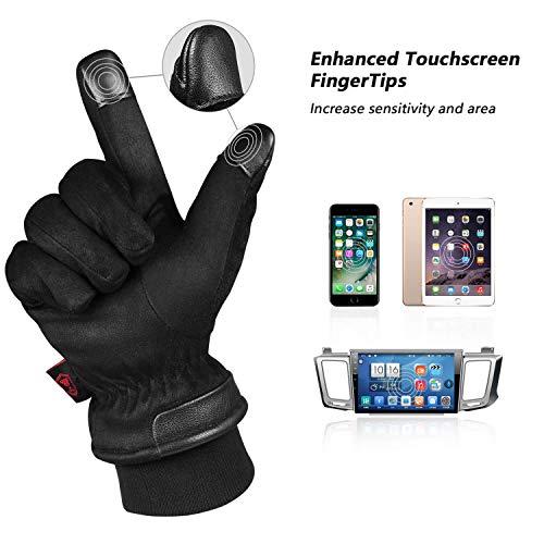 OZERO Thermal Gloves Winter Waterproof Touchscreen Elastic Cuff Windproof Insulated for Driving/Motorcycle/Snow Ski/Hiking/Hunting Thermal Gifts for Men Dad (XX-Large,Black) - Image 4