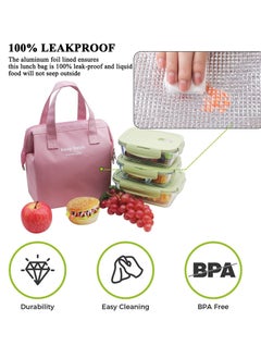 KASTWAVE Lunch Bag Bento Bag, Thickened Thermal Insulation Refrigerated Bento Tote Bag, Lunch Box Carrying Bag for Students Ladies Men Picnic Work Outdoor Pink  - Image 3