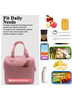 KASTWAVE Lunch Bag Bento Bag, Thickened Thermal Insulation Refrigerated Bento Tote Bag, Lunch Box Carrying Bag for Students Ladies Men Picnic Work Outdoor Pink  - Image 4