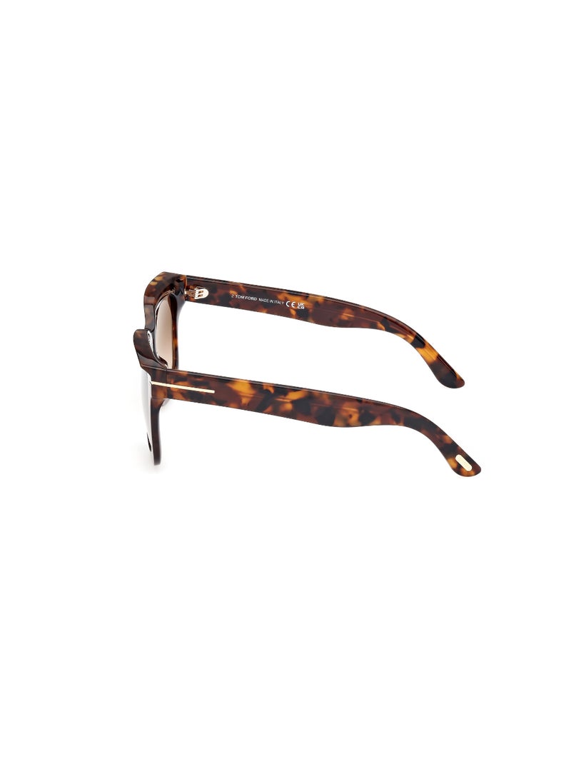 TOM FORD نظارات شمسية نسائية مربعة الشكل من الأسيتات FT111552G52 حجم العدسة: 52 ميليمتر - هافانا داكنة - Image 4