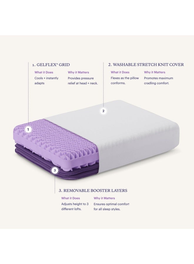 Purple وسادة بنفسجية الوسادة الأكثر دعمًا التي يمكن للعلم تخيلها مع معززات قابلة للتعديل للارتفاع الشخصي مصنوعة من شبكة GelFlex لدعم مريح بحجم قياسي - Image 3