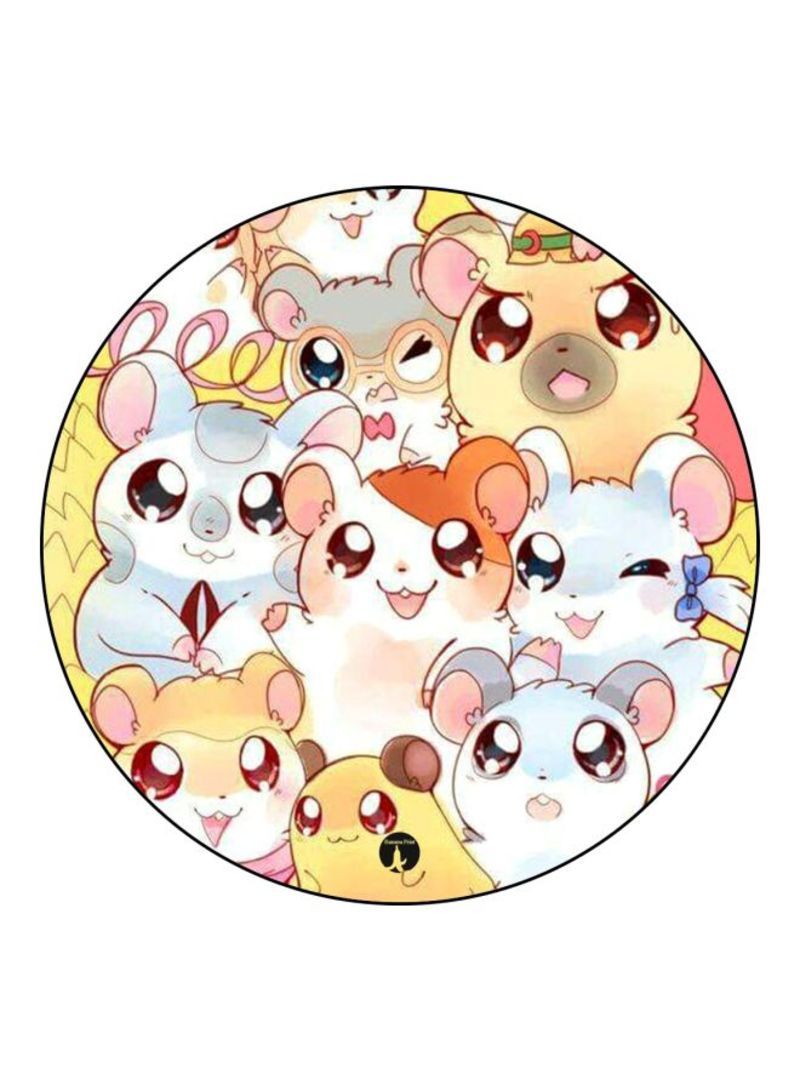 The Anime Hamtaro Printed Mouse Pad  Yellow/Orange/Brown
