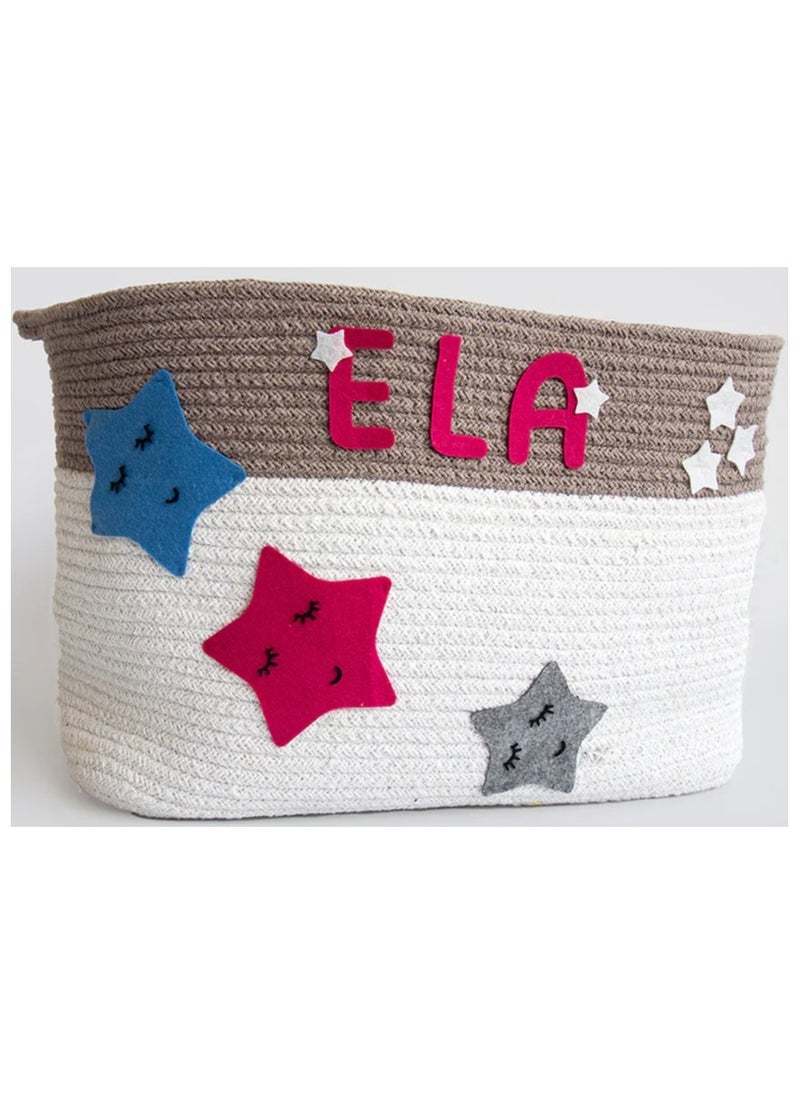 Yellow Doodle Yellow Doodle Cotton Rope Baskets - Twinkly Stars (Set Of 2)  - Image 2