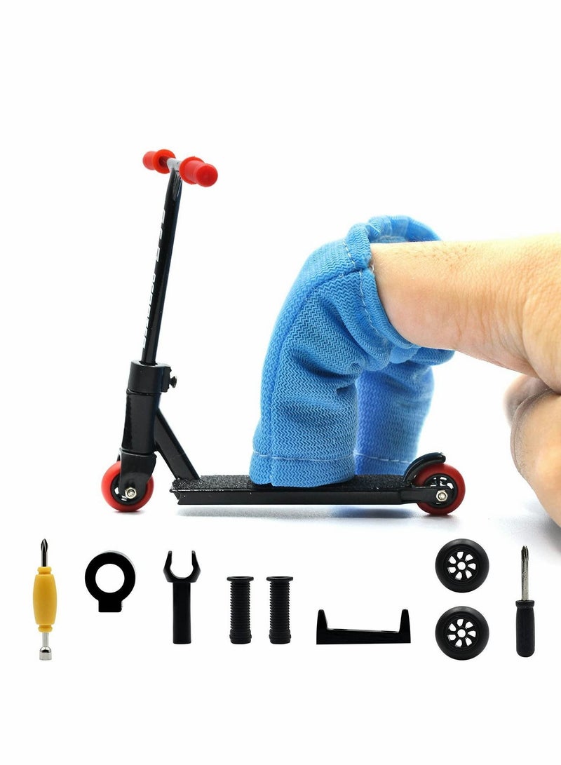 Y&D Mini Skateboards for Fingers with Pants, Alloy Finger Scooter Model Set, Interactive Toy Scooters Tools  - Image 1